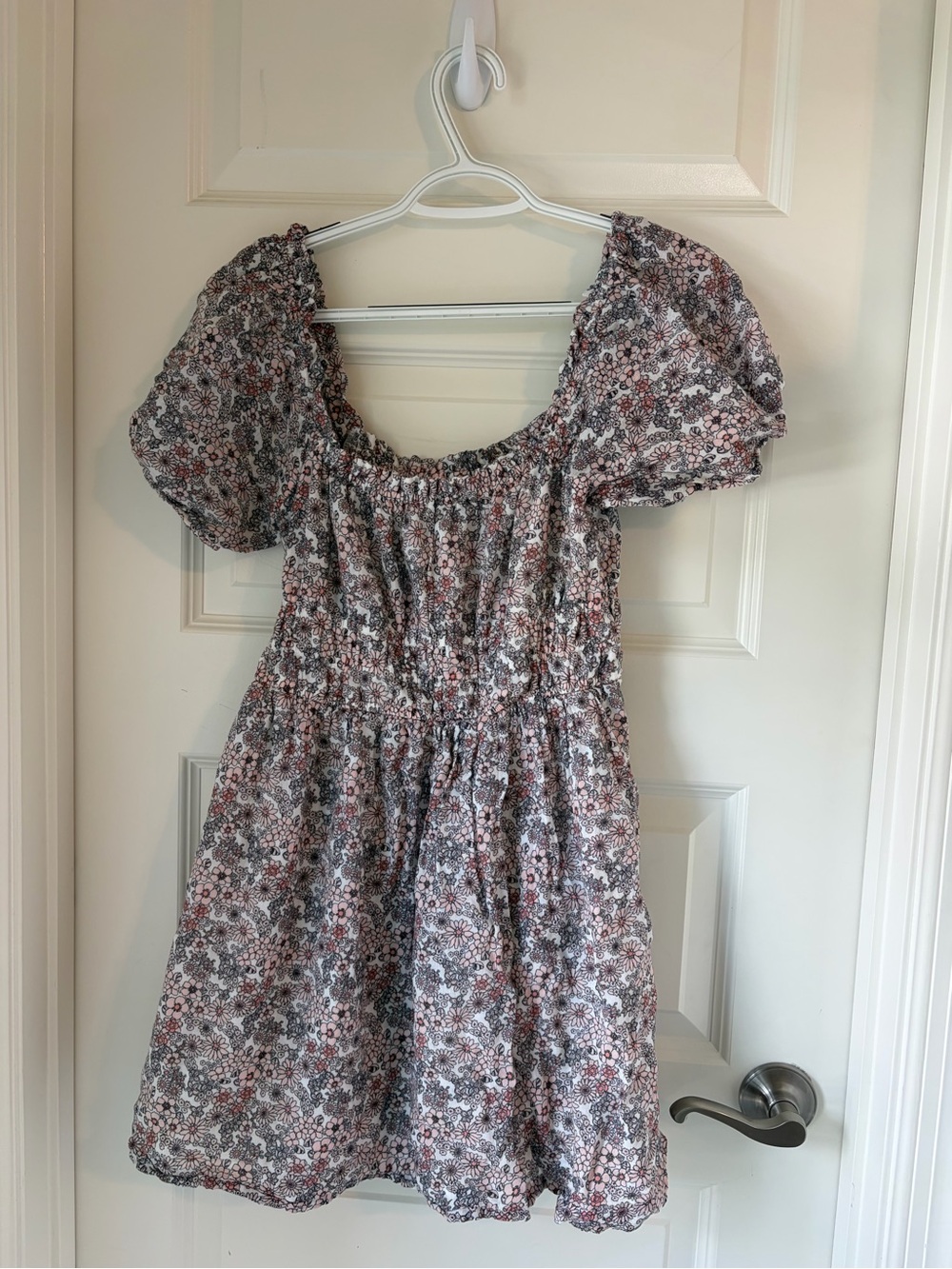 bp Floral Off-Shoulder Mini Dress in White, Pink, Gray